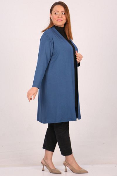 Eslina 43008 Large Size Combed Cotton Jacket - Petrol