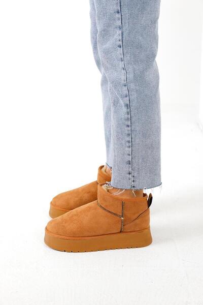 Beyond Kadın Taba Yüksek Taban Ultra Mini Içi Kürklü Süet Bot 4,5cm BYNDUM02