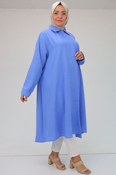 Eslina 38038 تونيك موسكينو أزرق مقاس كبير - تصميم قميص