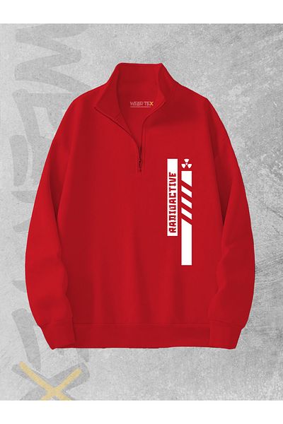 WEARTEX Radioactive Printed Unisex Sweatshirt with Half Zipper