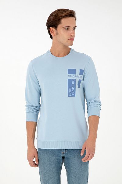 U.S. Polo Assn. Men's Regular Fit Crew Neck Light Blue Sweatshirt 50293448 -Vr003