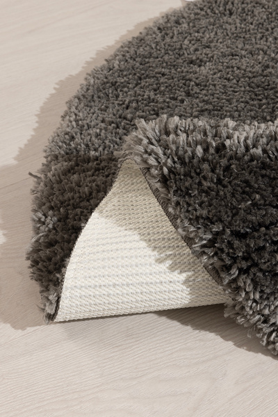 Koza Home Douro Shaggy Bath Mat Smoked Non-Slip Base Circle 100 X 100 cm