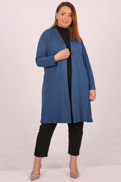 Eslina 43008 Large Size Combed Cotton Jacket - Petrol
