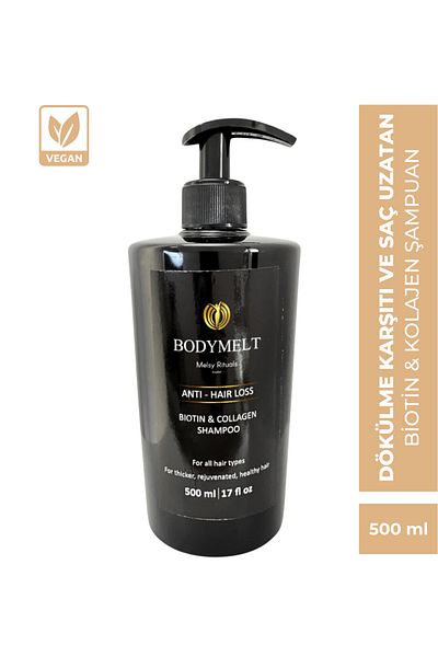 BODYMELT 500 ml Biotin & Collagen Shampoo - Strengthening Hair Strands, Anti-Spill, Nourishing