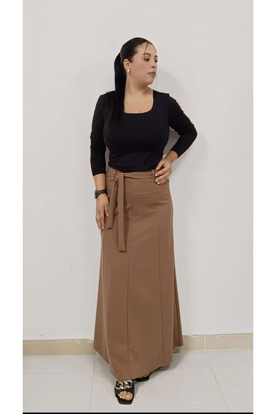 AKŞEN GİYİM ΜΕΓΑΛΟ ΜΕΓΕΘΟΣ ENINE Lycra SCUBA CREPE ΥΦΑΣΜΑΤΙΚΗ ΦΟΥΣΤΑ 8 ΤΕΜΑΧΙΩΝ ΜΕ ΖΩΝΗ ΜΕ ΖΩΝΗ