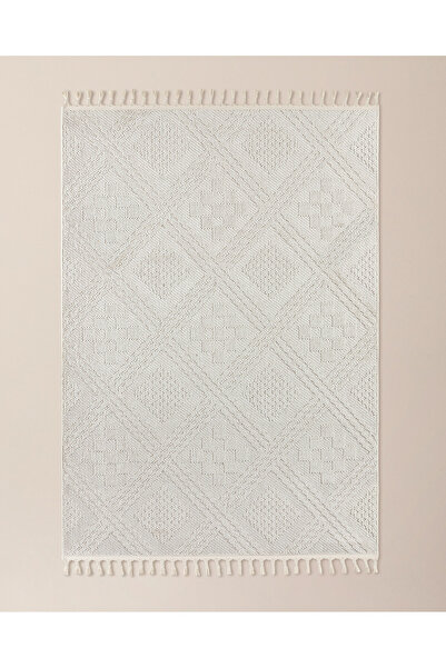 Madame Coco Rayford Saçaklı Halı - Kemik - 200x300 cm