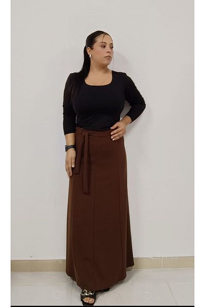 AKŞEN GİYİM Plus Size - Lycra Scuba Crepe, Ζώνη μέσης, 8 τεμάχια μακριά φούστα Κατάλληλη για Καλύμματα Μόδας