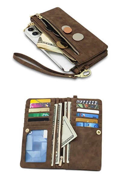 rinkadoll محفظة جلدية ناعمة مع سوار بني للموسم الجديد