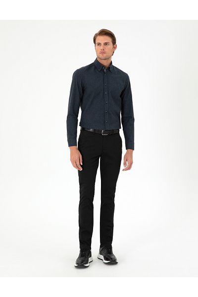 Pierre Cardin Μαύρο Slim Fit Basic Canvas Παντελόνι 50292522-vr046