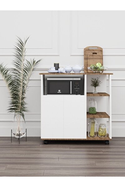 moka park avm Bozlale Tekerlekli Çok Amaçlı Kahve Köşesi & Mikrodalga Dolabı | Modern Mutfak Dolabı