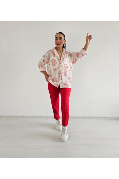 Altı Üstü Butik Cămașă cu model de frunze