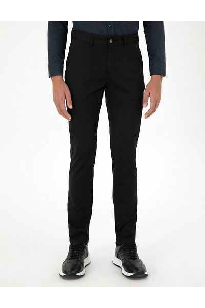Pierre Cardin Μαύρο Slim Fit Basic Canvas Παντελόνι 50292522-vr046