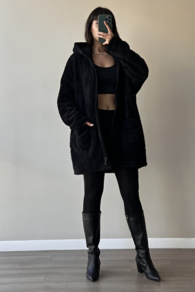 SaklıButik Oversize Plain Plush Cardigan Sk-8343