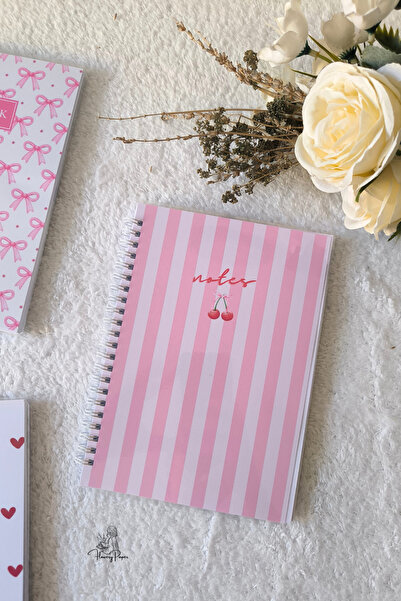 Flowery Paper Kiraz Notes Noktalı Telli Defter A5,60 Yaprak 120 Sayfa Notepad...