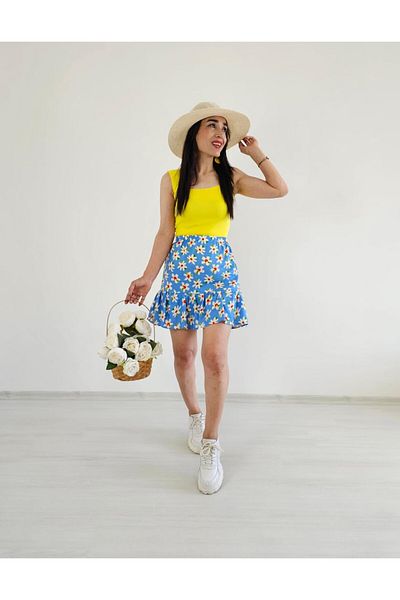 Altı Üstü Butik Fusta scurtă cu model floral albastru