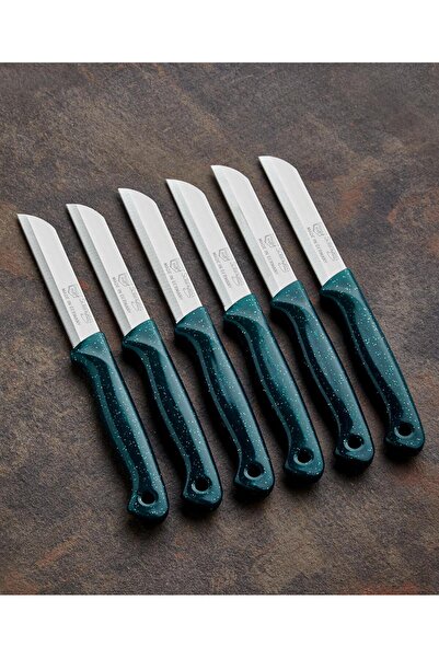 ONON طقم سكاكين فواكه مسننة 6 قطع مع حامل - أخضر داكن لامع