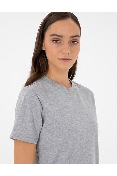 Pierre Cardin Gray Melange Slim Fit Basic T-Shirt 50288572-Vr086