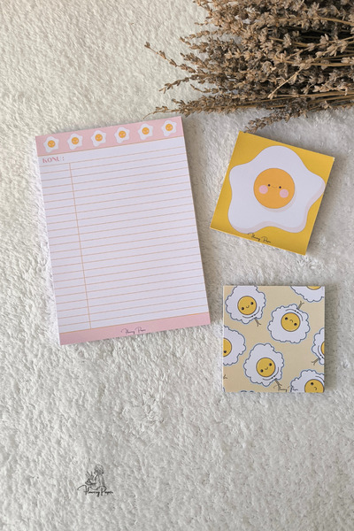 Flowery Paper 3'lü Eggs Set Notepad A5 - Memopad, Bloknot, Defter, Not Kağıdı