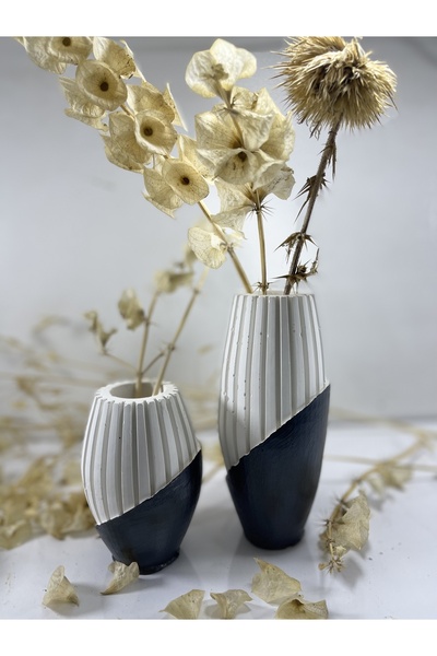 gucco design gd 2 Li Şık Siyah Beyaz Vazo Set