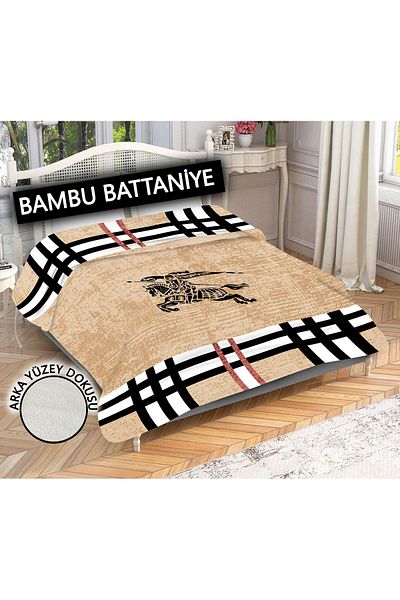 Doruklar Home Collection 100% Bamboo Fabric Decorative Modern Patterned Blanket
