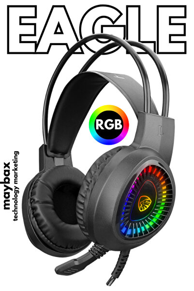 Maybax EAGLE Siyah 7.1 Usb Surround RGB Ledli Profesyonel Gaming Oyuncu Mikro...