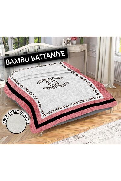 Doruklar Home Collection 100% Bamboo Fabric Decorative Modern Patterned Blanket