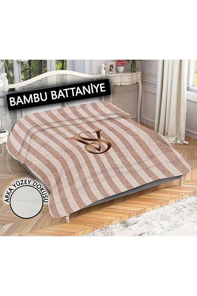 Doruklar Home Collection 100% Bamboo Fabric Decorative Modern Patterned Blanket