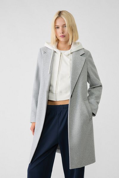 Stradivarius Soft-touch button-up midi coat