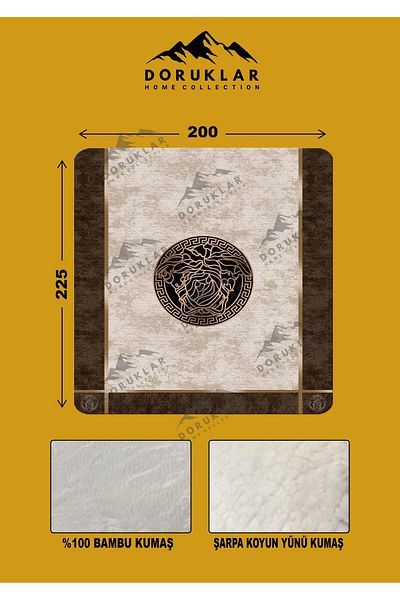 Doruklar Home Collection 100% Bamboo Fabric Decorative Modern Patterned Blanket