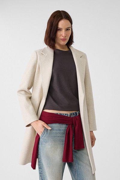 Stradivarius Soft-touch button-up midi coat