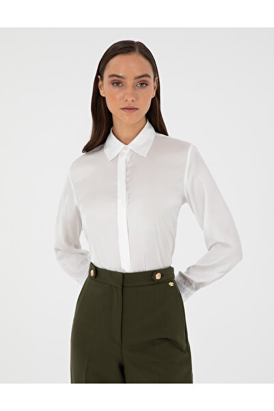 Pierre Cardin Ekru Comfort Fit Saten Gömlek 50299569-VR019