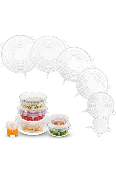 Soillium 6-Pack Silicone Stretch Cover Flexible Durable Reusable Stretch Cover for Multi-Purpose Use