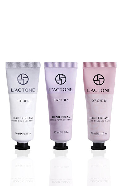 L'ACTONE Libre & Sakura & Orchid Hand Cream 3’lü Set 30 ml / El Kremi - 1 Adet Oje Hediyeli