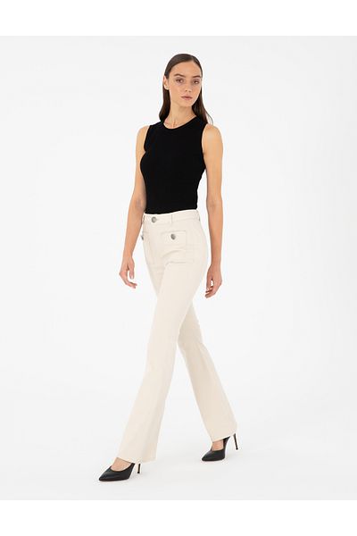 Pierre Cardin Ecru Flare Fit Trousers 50292885-Vr019