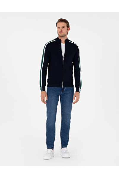 Pierre Cardin Lacivert Slim Fit Yün Karışımlı Fermuarlı Triko Hırka 50296447-VR033