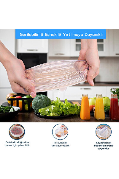 Soillium Stretchable 6-Piece Stretch Lid Freshness-Keeping Silicone Stretch Lids Practical Non-Portable Pot Cover