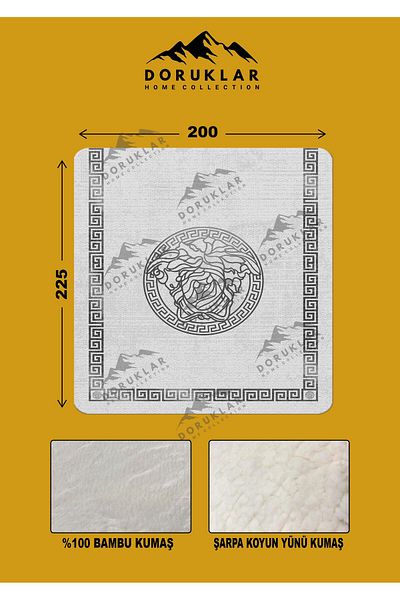 Doruklar Home Collection 100% Bamboo Fabric Decorative Modern Patterned Blanket