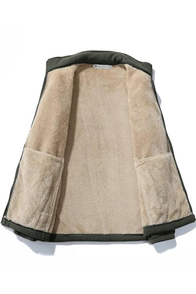 GHASSY CO. Ghassy Co. Erkek Ultra Isı Peluş Astarlı Cepli Tam Fermuarlı Polar Ceket