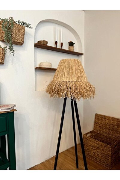 Maison Avf Bohem Hasır Rafya Lambader (TRİPOD AYAK KAHVERENGİ)