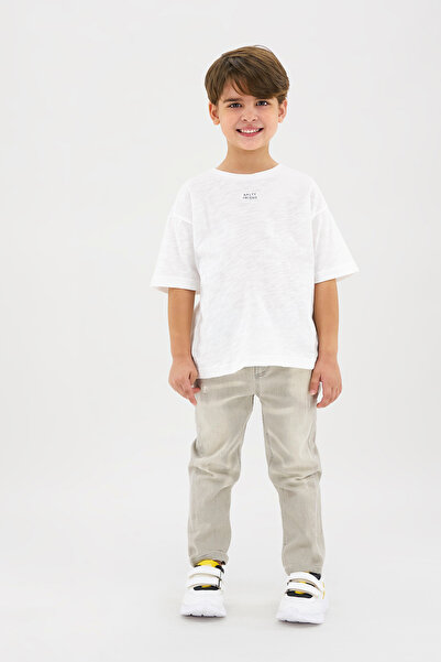 Panço Boy's Print Detailed White T-Shirt