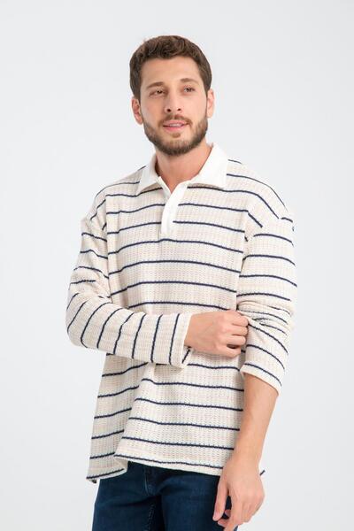 Rocqerx R-5839 Поло з довгими рукавами та смужками