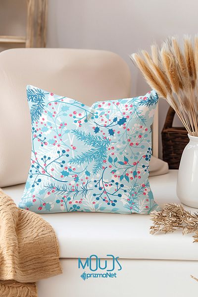Moud's Mid Winter Patterned Double Sided Printed Winter Branches - Single Throw Pillow Cover