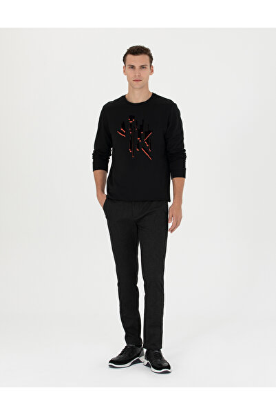 Pierre Cardin Siyah Slim Fit Beli Lastikli Kanvas Pantolon 50278461-VR046