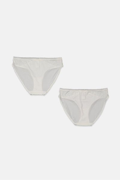 Tchibo Women 2 Pieces Plain Panty, Cream White