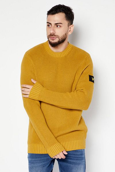 Lyle & Scott Men Crew Neck Knitted Sweater, Yellow