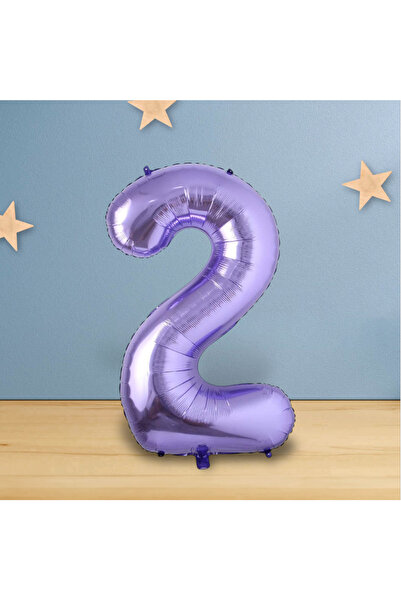 PARTİSERÜVENİ 2 بالونات أرقام أرجوانية - رقائق مقاس 40 بوصة (100 سم)