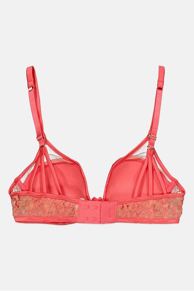 Guess Women Textured Padded Lace Bra, Pink