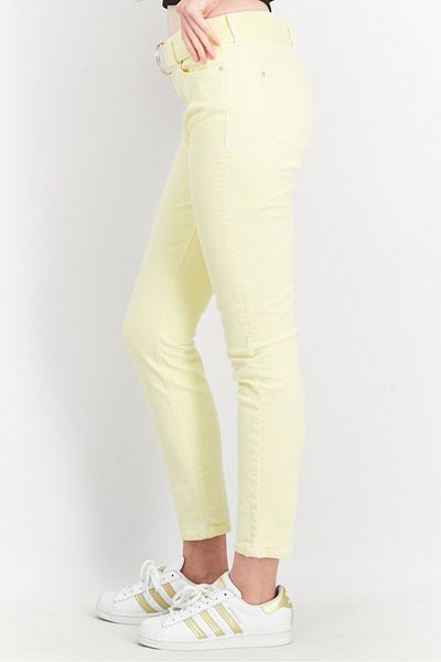 Guess Women Skinny Fit Belted Stretchable Jeans, Lemon Yellow