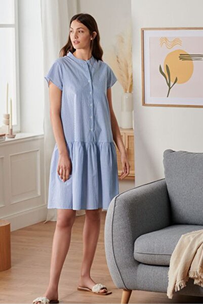 Tchibo فستان قصير مخطط للنساء، أبيض