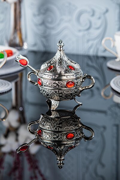 Sena Renkli Taşlı Ve Kaşıklı Metal Şekerlik (172)